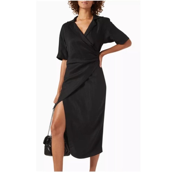 SANDRO Clarance Crossover Midi Dress - Excellent Pre-Owned, Black, 34 / 0 / XS - Picture 2 of 15